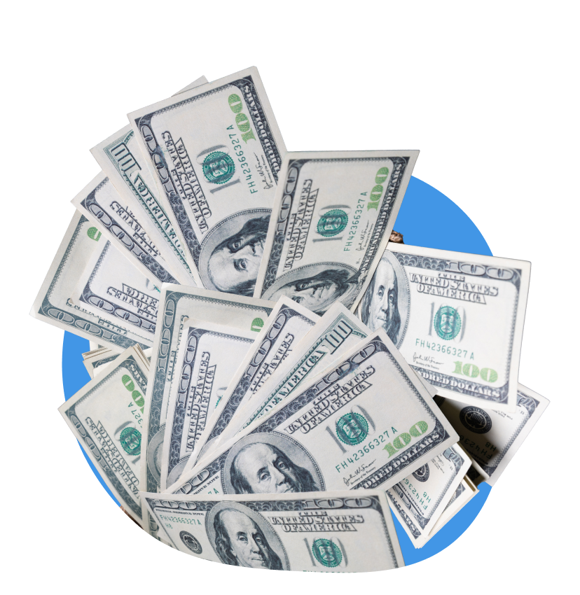 Money spilling out of a hole